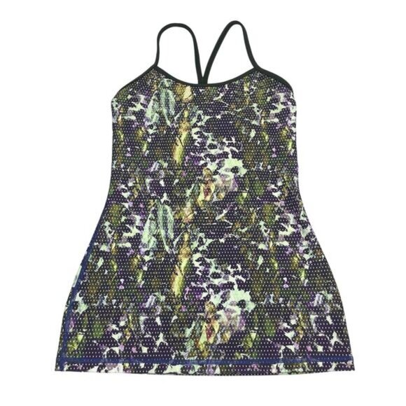 LULULEMON Power Y Tank Sz 4 Floral Sport White Multi - Picture 2 of 5